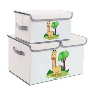 KINDER HOME Dve preklopne kutije za odlaganje sa poklopcem i ručkama bele SN04