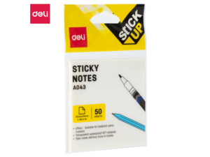 DELI STIKER BLOK  76x76mm PROZIRNI I VODOOTPORNI (50 lista) EA043