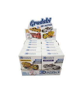 3D puzzle - Gradski autići  - policija, taxi, mešalica i vatrogasni kamion
