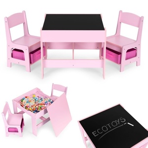 Eco Toys Dečiji set sto i 2 stolice sa tablom za pisanje Pink ECOTOYS ZKC-1B