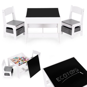 Eco Toys Dečiji set sto i 2 stolice sa tablom za pisanje White ECOTOYS ZKC-1A