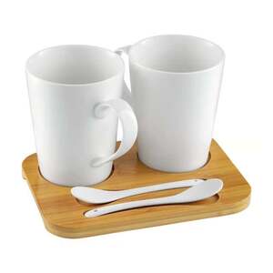 Dajar DJ45581 porcelanski set 2 šolje sa daskom od bambusa