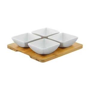 Dajar DJ45577 porcelanski set 4 četvrtaste činije sa daskom od bambusa