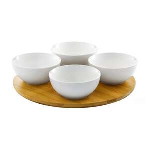 Dajar DJ45576 porcelanski set 4 ovalne činije sa daskom od bambusa