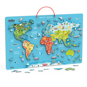 Viga Drvena magnetna puzzle mapa sveta/piši briši tabla