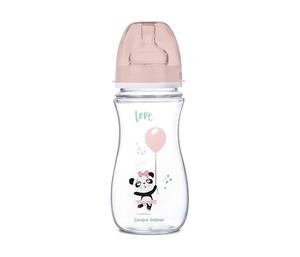 Canpol Babies Flasica 300Ml Siroki Vrat, Antikolik - Easy Start- Exotic Animals - Pink