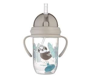 Canpol Babies Non-Spill sportska šolja Sa Slamcicom (Teg) 270Ml 56/606 Exotic Animals - Grey