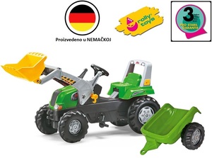 Traktor Junior sa kašikom i prikolicom zelena