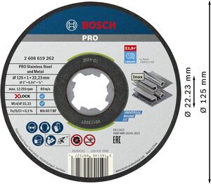 Bosch PRO Stainless Steel and Metal X-LOCK rezna ploča 125x1 mm WA 60 T BF ravna 2608619262