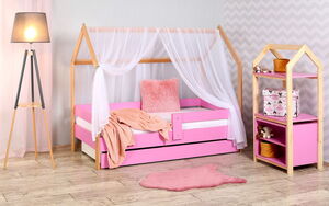 Krevet kućica sa fiokom i dušekom 180x80 DOMEK - ROZE (bukva) 77000