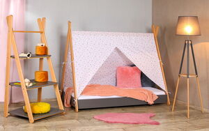 Krevet sa nastrešnicom i dušekom 180x80 TIPI - SIVI 7793