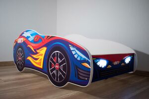 Dečiji krevet 160x80cm (Trkacki auto) RED BLUE CAR - LED  74008