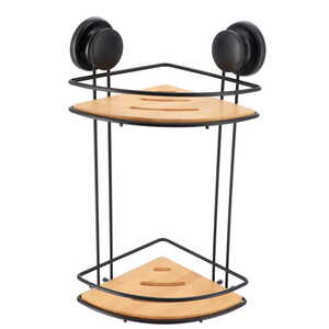 Tendance dvostruka ugaona vakum polica 20x20x38cm bambus/metal