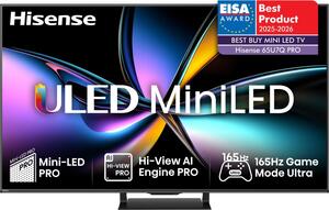 HISENSE ULED MiniLED 65" 65U7Q PRO, 4K Ultra HD, VIDAA OS Smart TV, QLED Colour With Pantone, 165Hz Game Mode Ultra, Anti-refleksija
