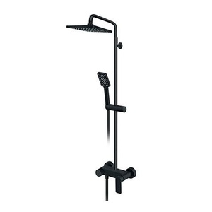 Rosan 237251B S2 Black 210 Matt Black tuš sistem usponski sa baterijom, ručnim tuš setom i četvrtastim nadglavnim tušem