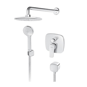 Rosan 131601 Stolz Chrome mešač sa prebacivačem, nadglavni tuš okrugli sa zidnim držačem i ručnim tuš setom