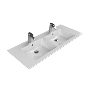 Turkuaz CeraStyle Ibiza White umivaonik (lavabo) 121x51x1,5 konzolni sa duplim koritom, rupom za bateriju i prelivom 50700U