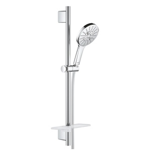Grohe 26575000 Rainshower Smartactive 130 Chrome ručni tuš sa 3 mlaza, usponska šipka za tuš, Silverflex 1750 crevo za tuš i Easyreach polica