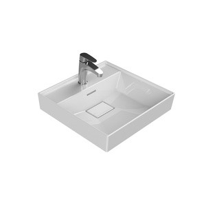Turkuaz CeraStyle Sharp White umivaonik (lavabo) 48x48x10 konzolni sa rupom za bateriju i prelivom sa keramičkim odvodom 37000U