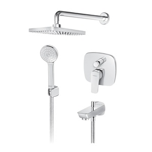 Rosan 131705 Stolz 250 Chrome mešač sa prebacivačem, izlivom sa prebacivačem, ručnim tuš setom i naglavnm tušem zidnim četvrtastim