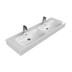 Turkuaz CeraStyle Pinto White umivaonik (lavabo) 150,5x46,5x13 konzolni i nadgradni sa 2 rupe za bateriju, 2 preliva i 2 korita dupli 80900U