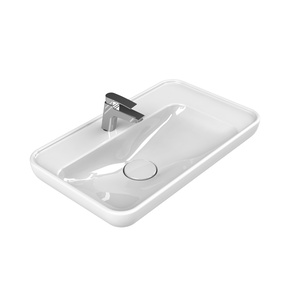 Turkuaz CeraStyle Lal White umivaonik (lavabo) 70x42 nadgradni sa rupom za bateriju, keramičkim poklopcem odvoda i desnim zaravnjenjem 72300U