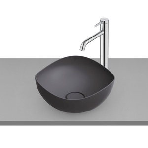 Roca A327A15080 Ruy Ohtake Black FineceramicÂ® umivaonik (lavabo) 38x38x18,1 nadgradni asimetrični ovalni sa poklopcem za odliv