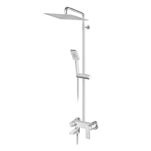Rosan 237351 S2 200/300 Chrome tuš sistem usponski sa baterijom sa izlivom, ručnim tuš setom i četvrtastim nadglavnim tušem