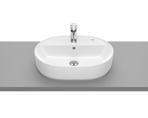 Roca A3270Y0000 The Gap Round White umivaonik (lavabo) 55x40x13 nadgradni ovalni sa rupom za bateriju i prelivom