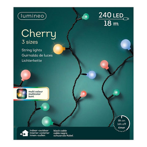 LED cherry lights steady outdoor L1800cm - black/multi 494660