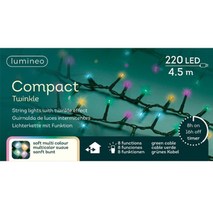 LED compact lights 8 function twinkle effect outdoor L450cm - green/soft multi 495291