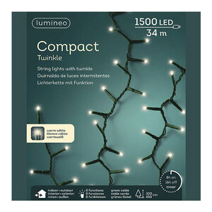 LED compact lights 8 function twinkle effect outdoor L3400cm - green/warm white 495357