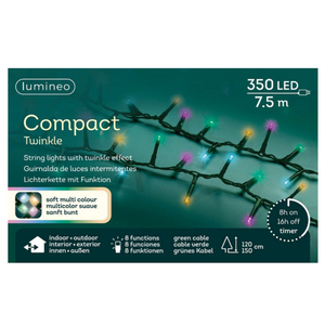 LED compact lights 8 function twinkle effect outdoor L750cm - green/soft multi 495255