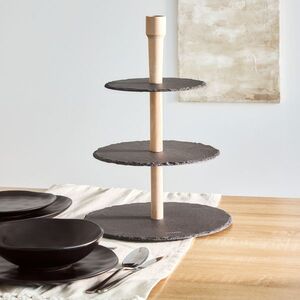 Dekordom Poslužavnik za kolače stone 3 sprata 30x41cm - black - hml