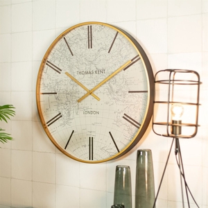 Dekordom Zidni sat world traveller 53cm 778903 - cream/gold - dcs