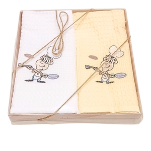 Dekordom Kuhinjska krpa waffle set box 2/1 40x60 - chef/yellow