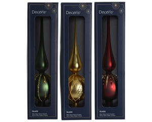 DekorDom novogodišnja dekoracija - treetopper glass 31cm 170235 - green/gold/red - kmg