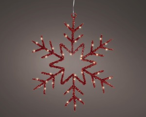 DekorDom novogodišnja dekoracija - led snowflake 40cm 489393 - red - kmg
