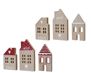 DekorDom novogodišnja dekoracija - house mdf set 3pcs 26cm 510644 - blond/colors - kmg