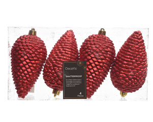 DekorDom novogodišnja dekoracija - hanging pinecone set 4pcs 12cm 028522 - christmas red - kmg