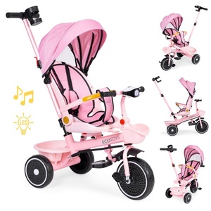 ECO TOYS 2u1 tricikl sa rotirajućim sedištem i sklopivom tendom Pink, WQL-066-18 PINK