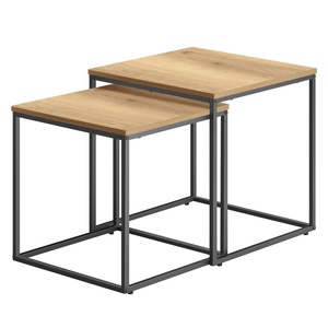 OSKAR Kvadratni sto za kafu 2 kom - hrast / crne noge 2804_1