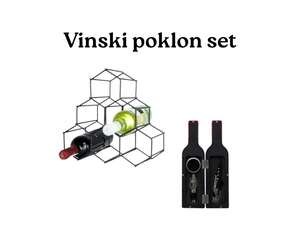 Vilde 229059 - Metalni stalak za vino 29.5 x 28.5cm & Kamille 7795 - Vinski poklon set