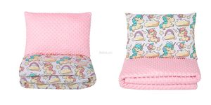 Dvostrani jorgan i jastuk 140x80 -  ROZE JEDNOROG