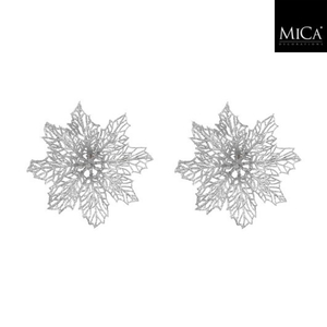 Dekordom Novogodišnja dekoracija - clip poinsettia set 2pcs 13cm 1181048 - silver - edl 044623