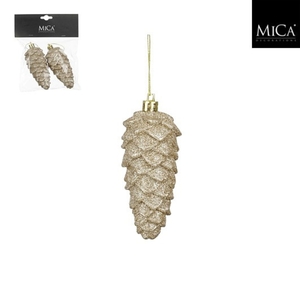 Dekordom Novogodišnja dekoracija - ornament pine cone set 2pcs 11cm 1179682 - champagne - edl 044584