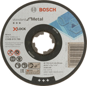 BOSCH Rezne ploče Standard for Metal X-LOCK s ravnim središtem prečnika 22,23 mm, za male ugaone brusilice 2608619780