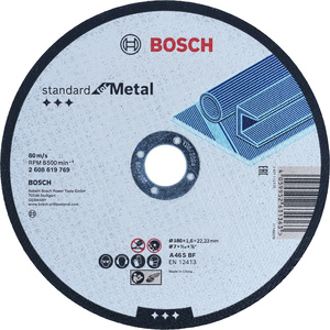 BOSCH Rezne ploče Standard for Metal s ravnim središtem prečnika 22,23 mm, za velike ugaone brusilice 2608619769