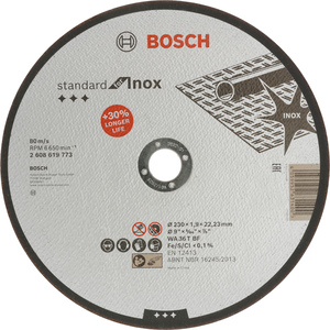BOSCH Rezne ploče Standard for Inox s ravnim središtem prečnika 22,23 mm, za velike ugaone brusilice 2608619773