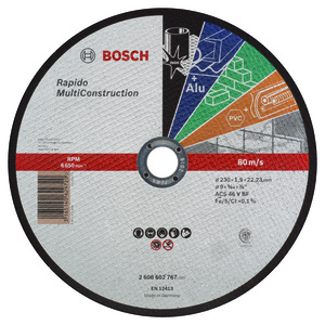 BOSCH Rezne ploče MultiConstruction Rapido s ravnim središtem, prečnik od 22,23 mm, za velike ugaone brusilice 2608602767